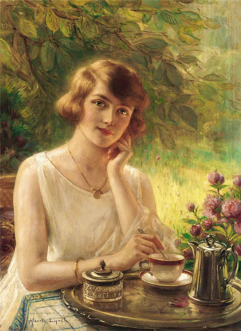  A Lady Having Tea 