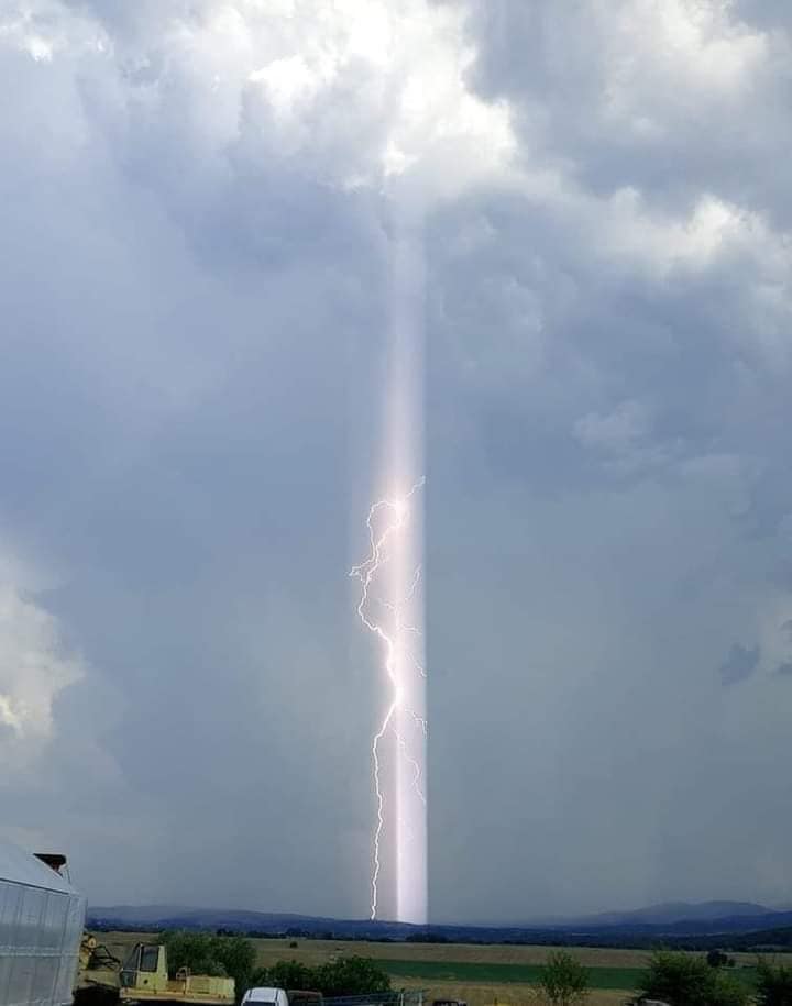 Lightning in Beam of Light