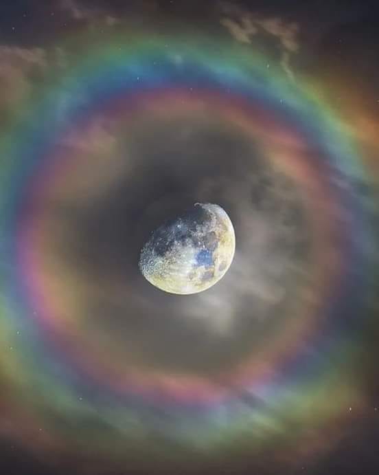 Moon with Rainbow Ring