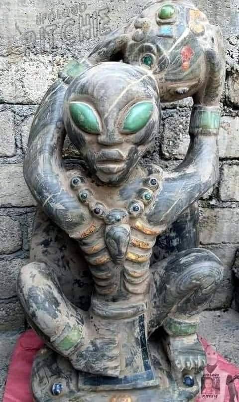 alien stone figure in Mexico