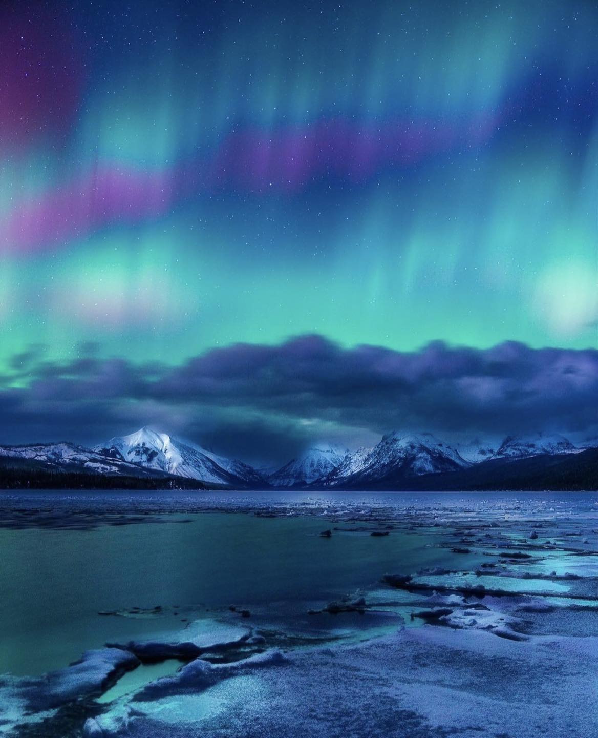 Aurora Borealis seen from Glacier National Park Montana