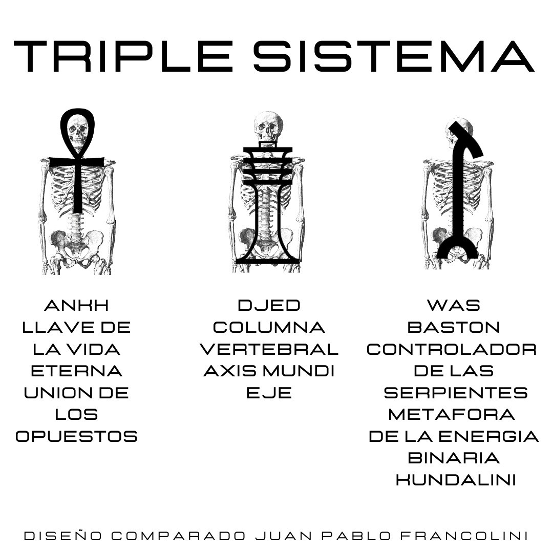 Egyptian triple Khemitian symbol of the Ankh + Djed + Was