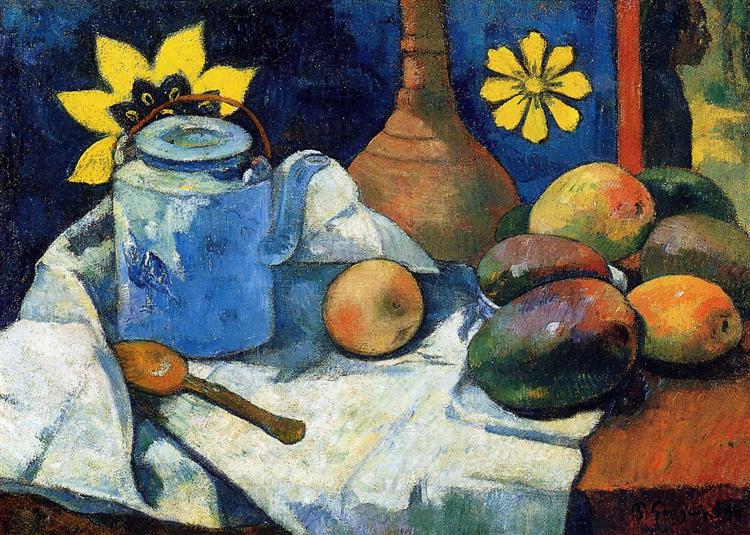 Still life with teapot and fruits