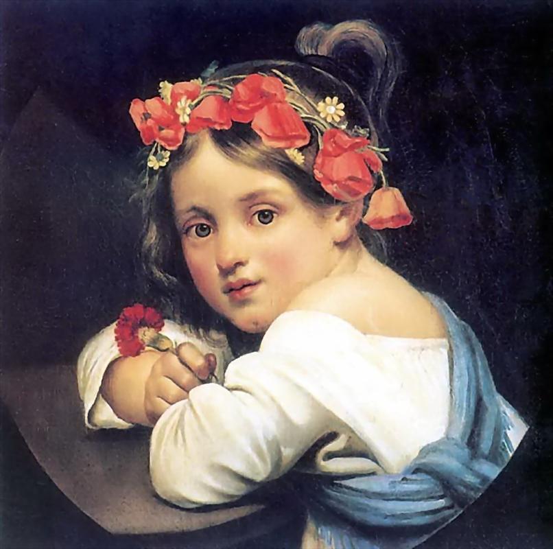 Girl wearing the poppy wreath