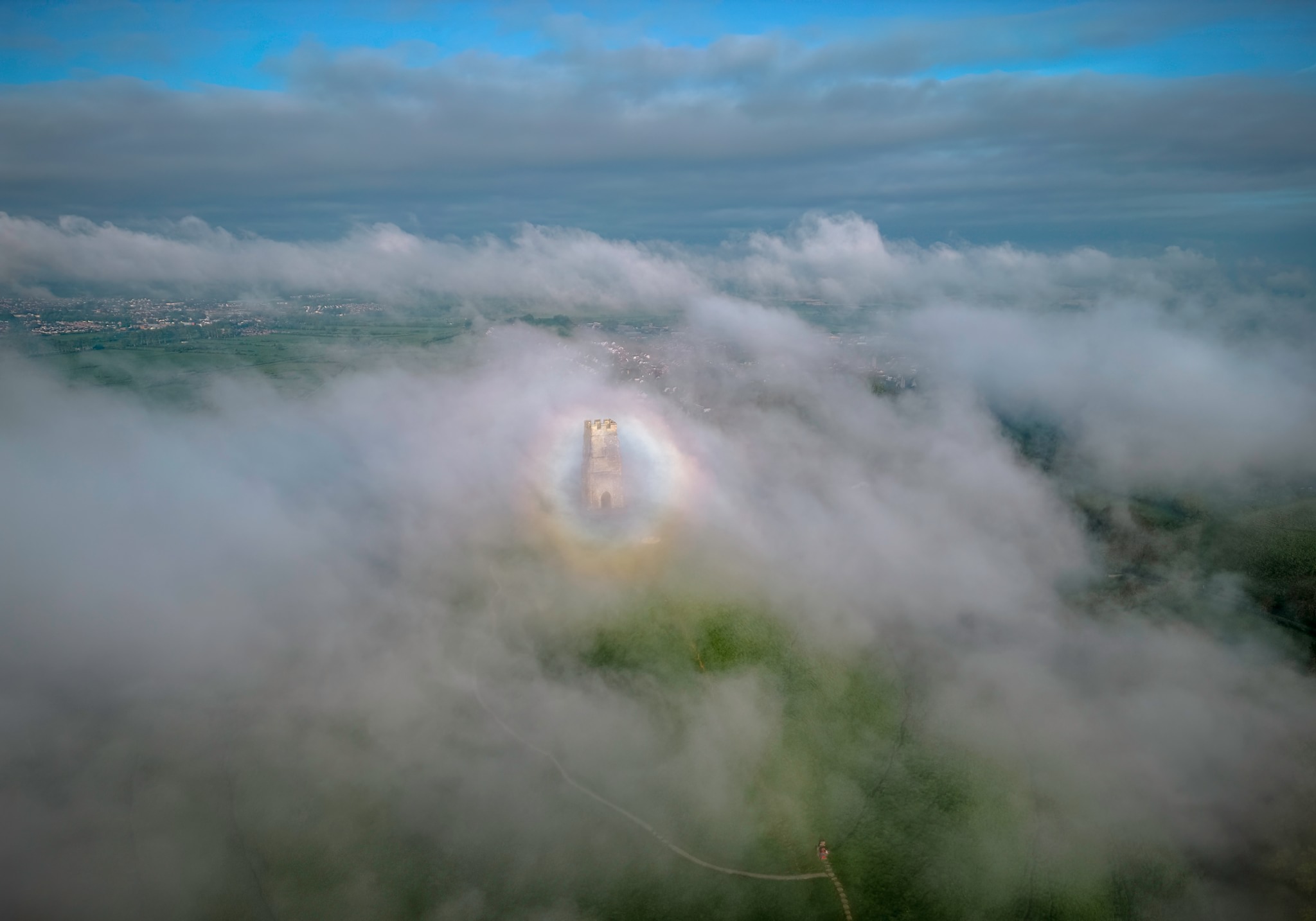 Rainbow rings, Glastonbury Tor