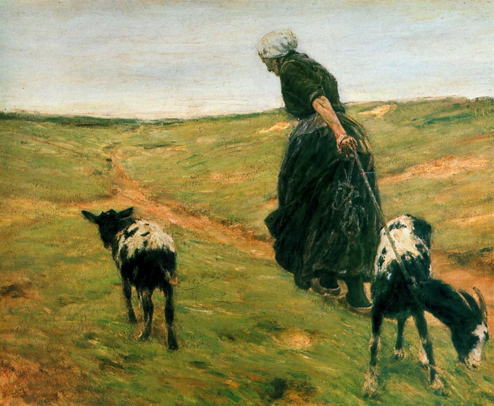 Woman and Her Goats in the Dunes