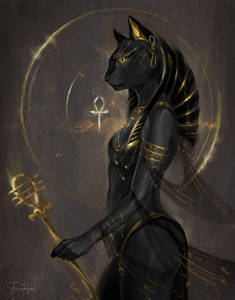 Black Liquid Plasma Bastet Goddess