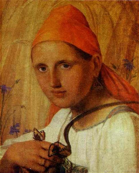 Peasant Girl with Butterflies