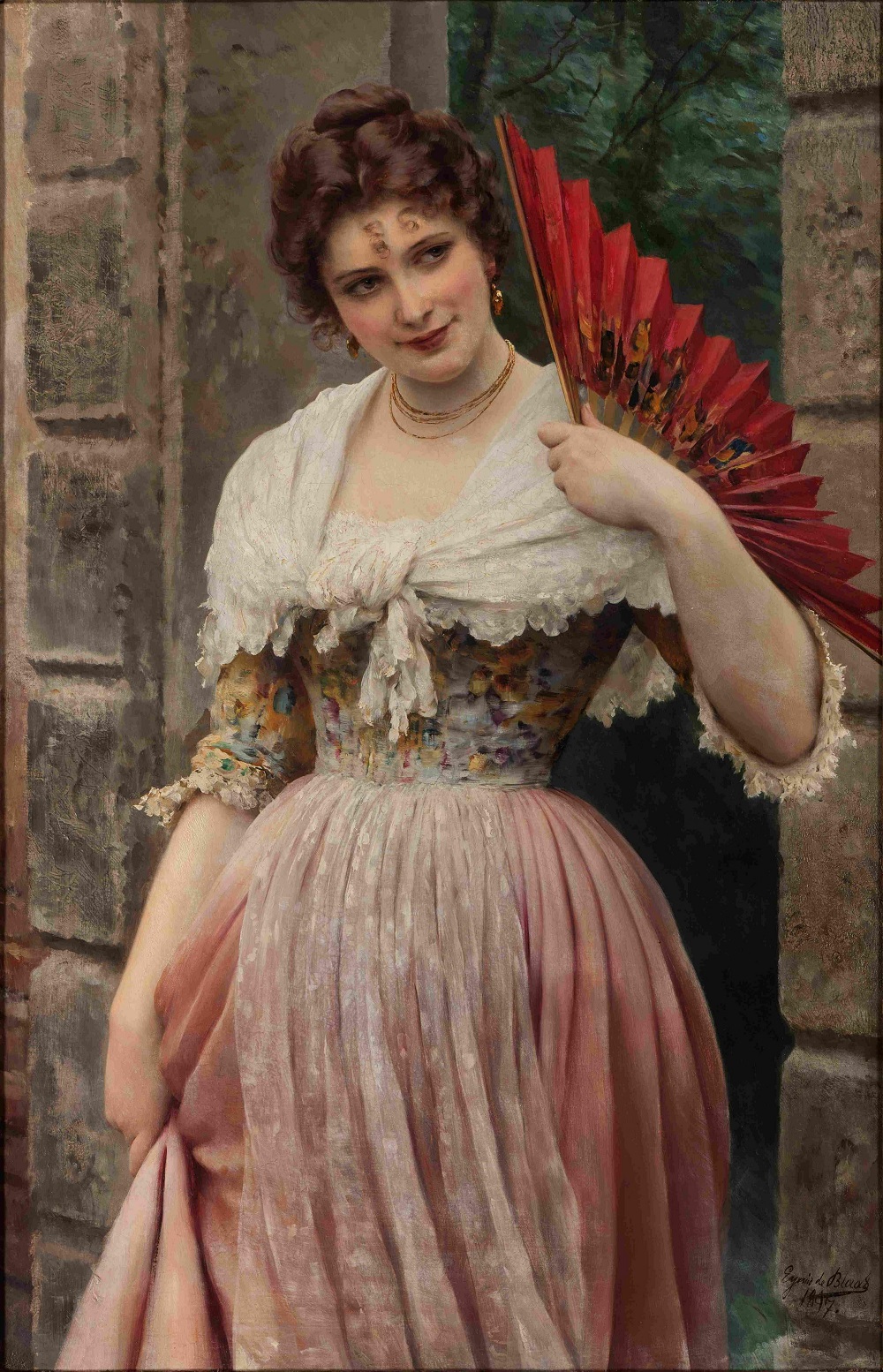 Portrait of a Woman with Red Fan