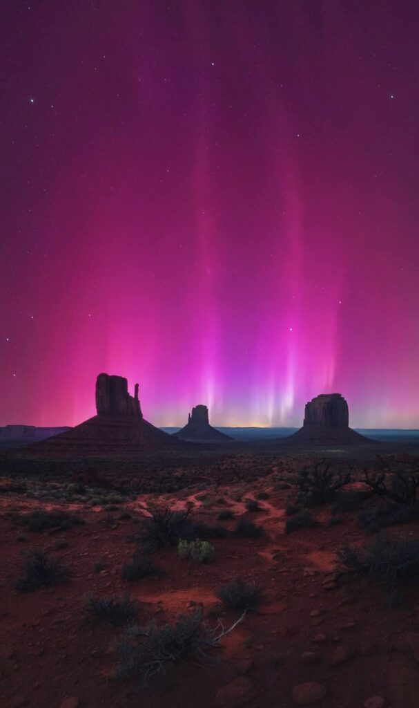 Aurora over Monument Valley