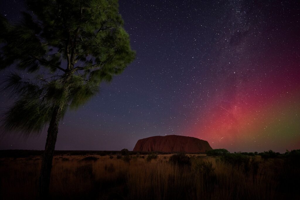 Uluru, the Root Chakra, under the Aurora Borealis