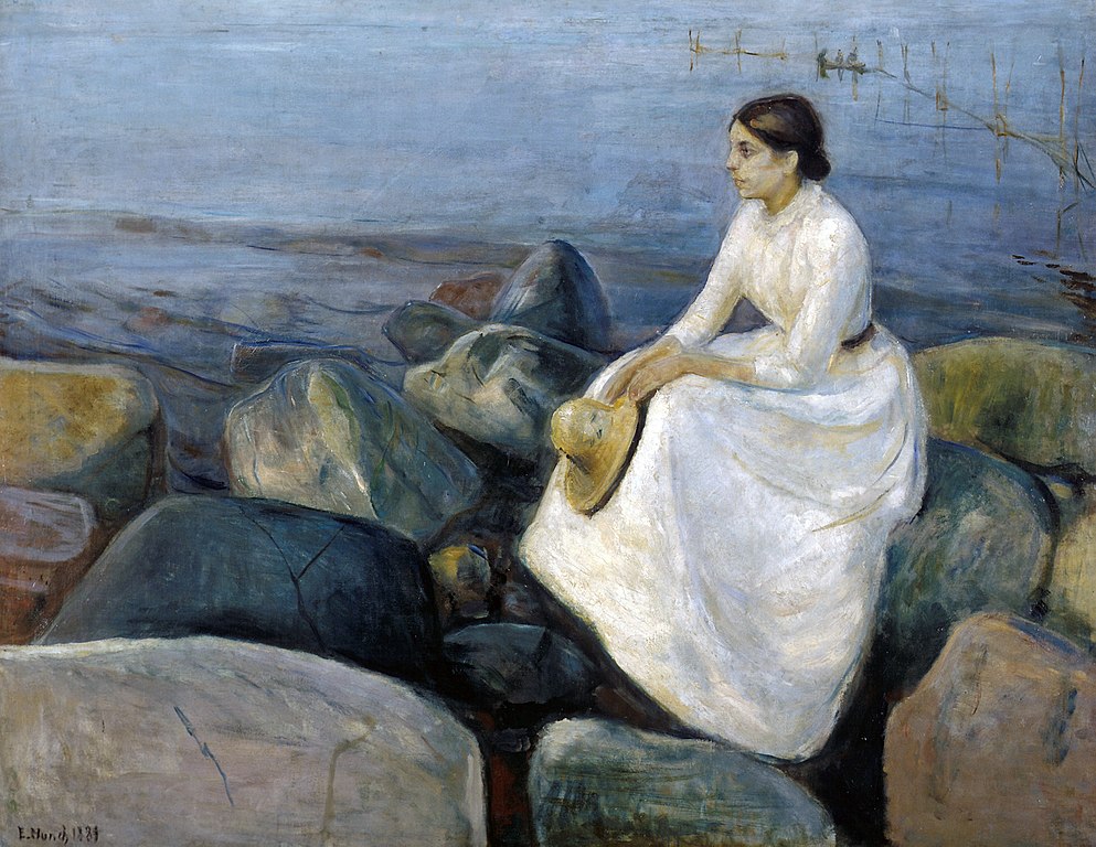 Summer night, Inger on the beach