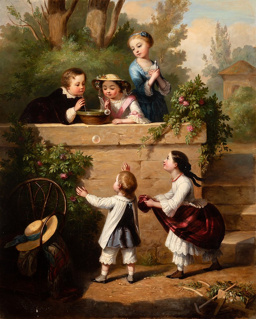 Children blowing bubbles