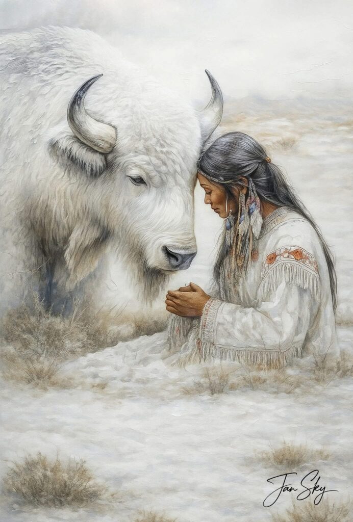 White buffalocalf woman