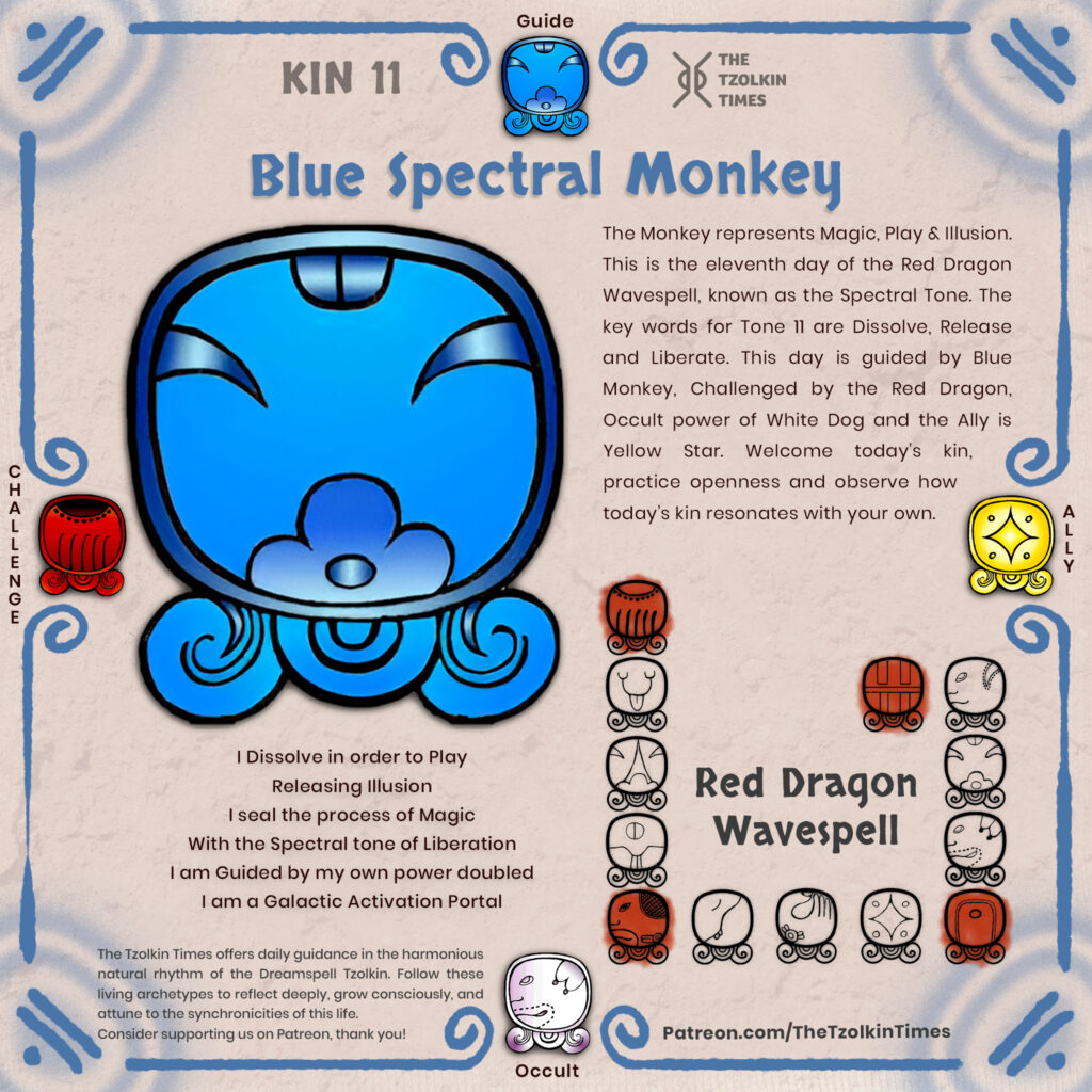Kin 11 ~ Blue Spectral Monkey