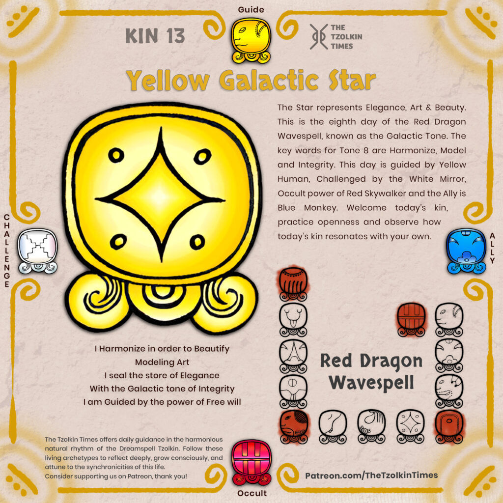 Kin 13 ~ Yellow Galactic Star