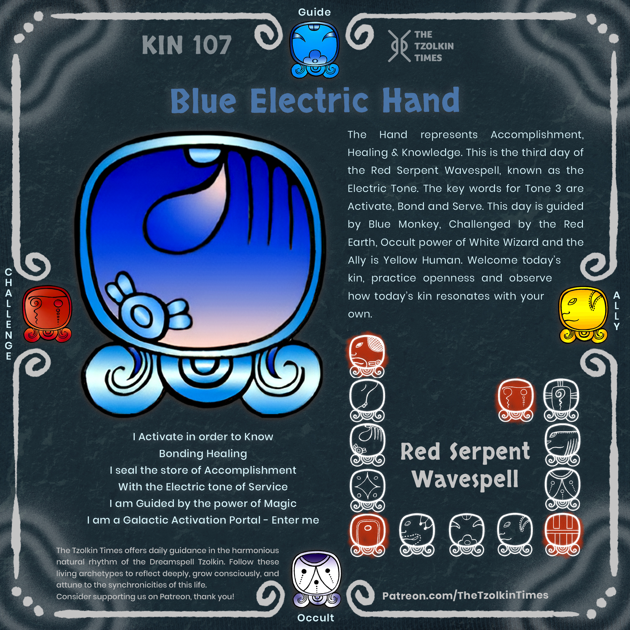 Kin 107 ~ Blue Electric Hand