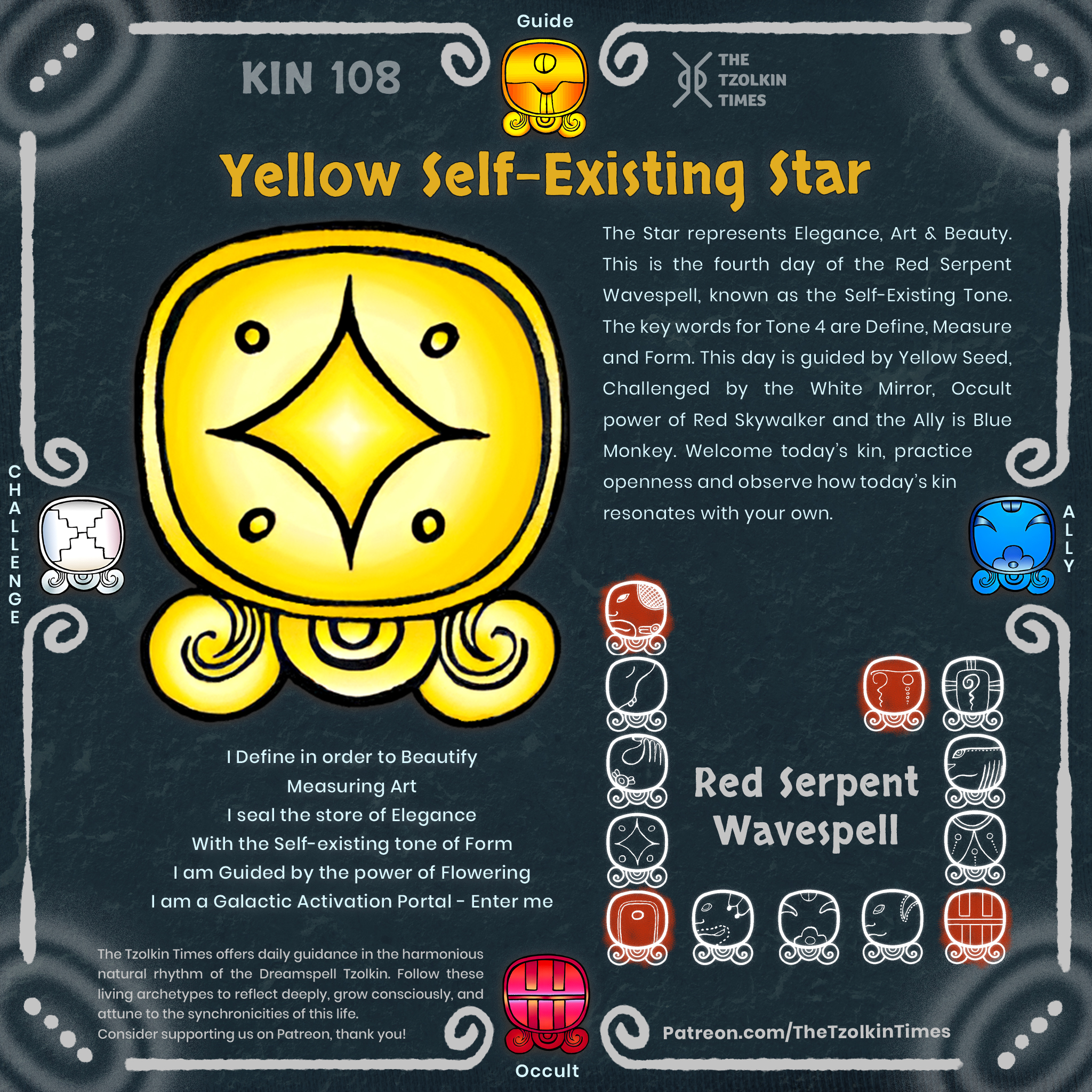 Kin 108 ~ Yellow Self Existing Star