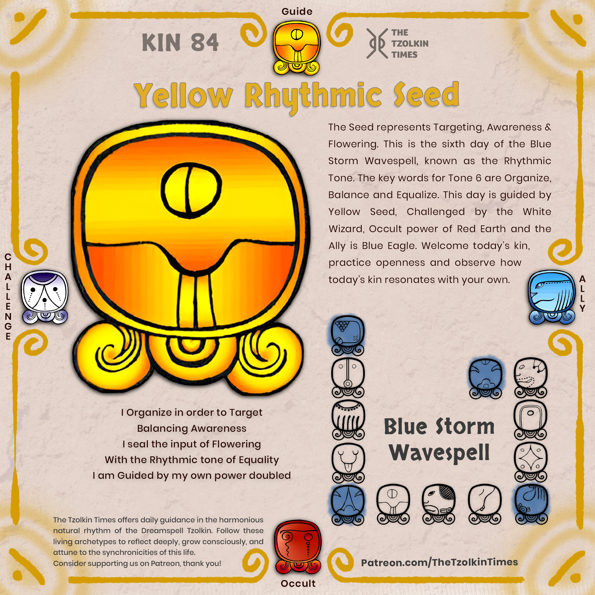 Kin 84 ~ Yellow Rhythmic Seed