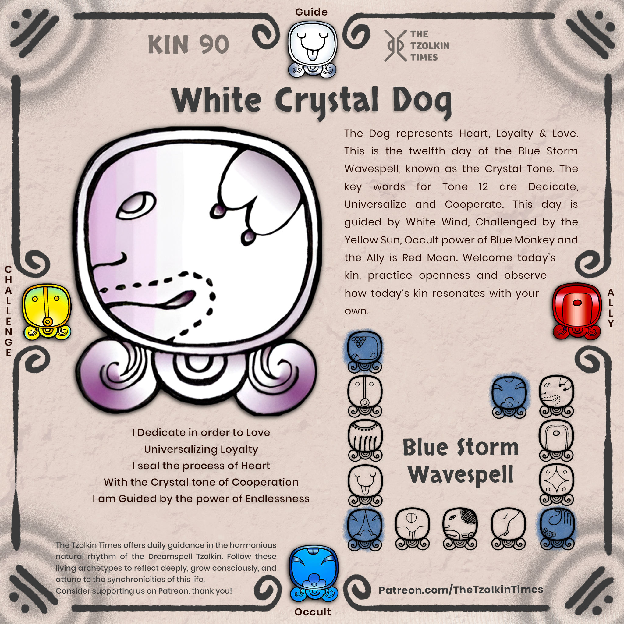 Kin 90 ~ White Crystal Dog