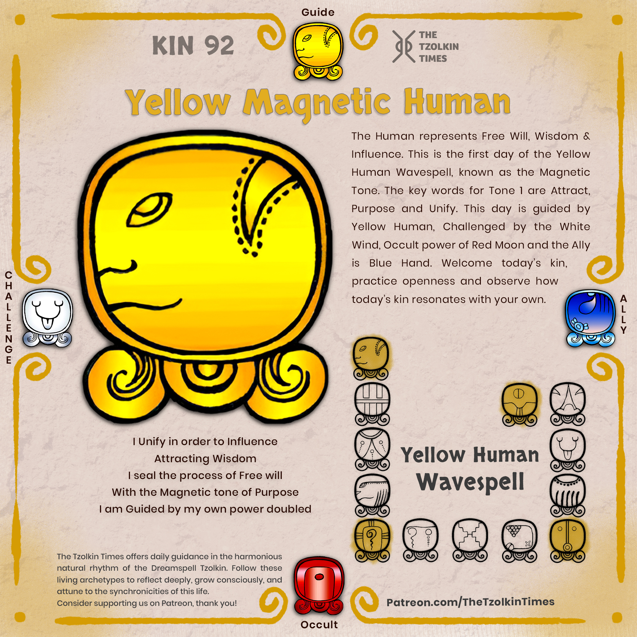 Kin 92 ~ Yellow Magnetic Human