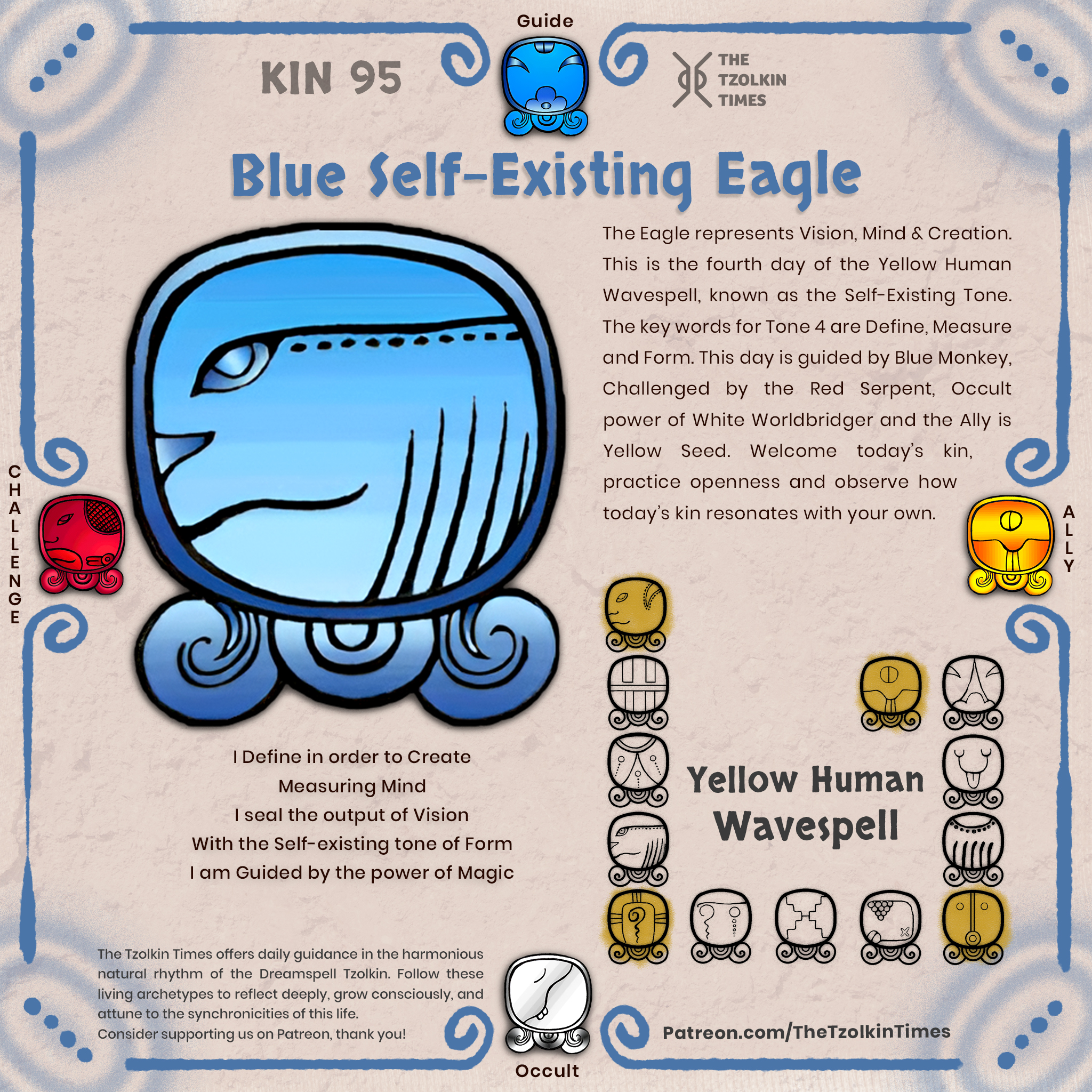 Kin 95 ~ Blue Self Existing Eagle
