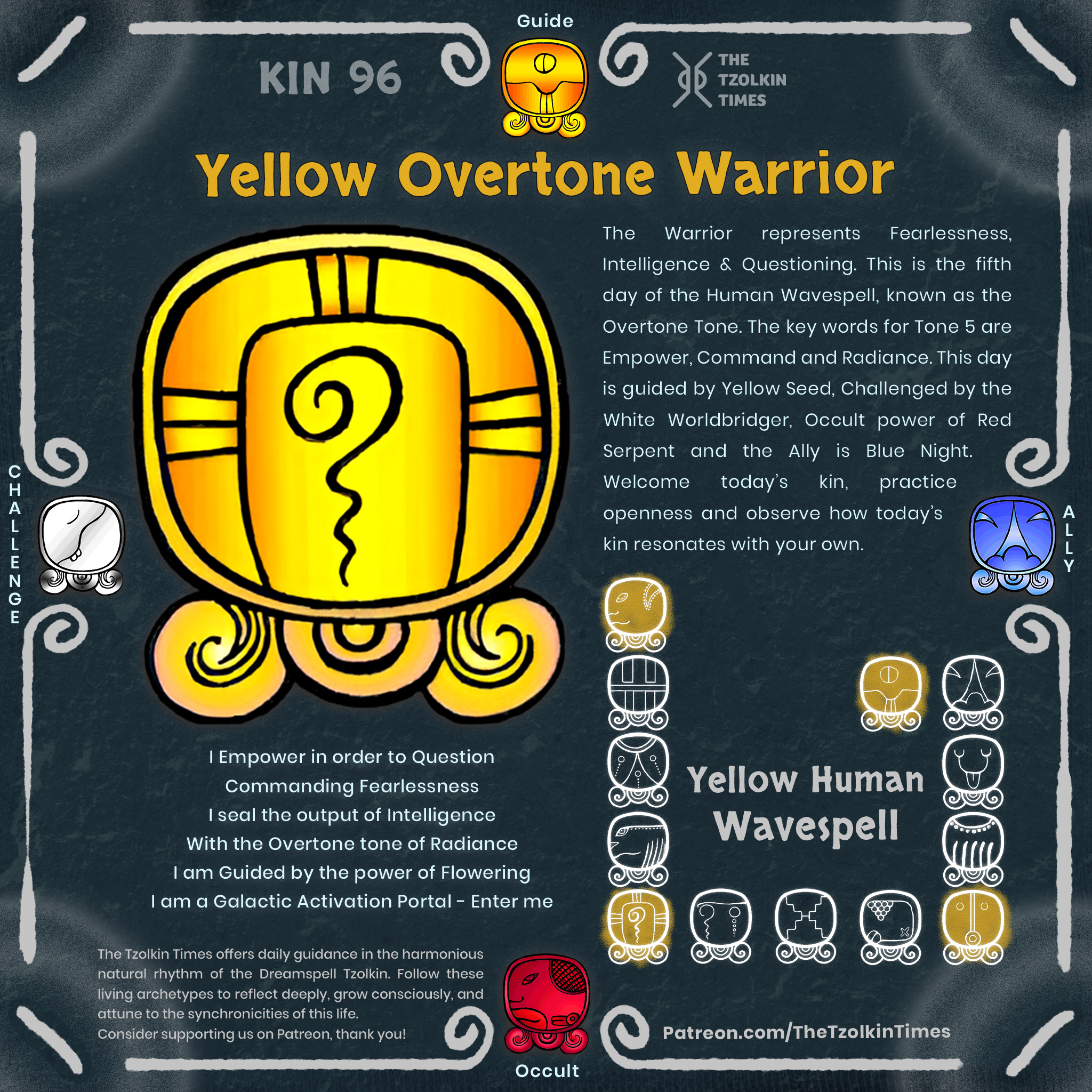 Kin 96 ~ Yellow Overtone Warrior