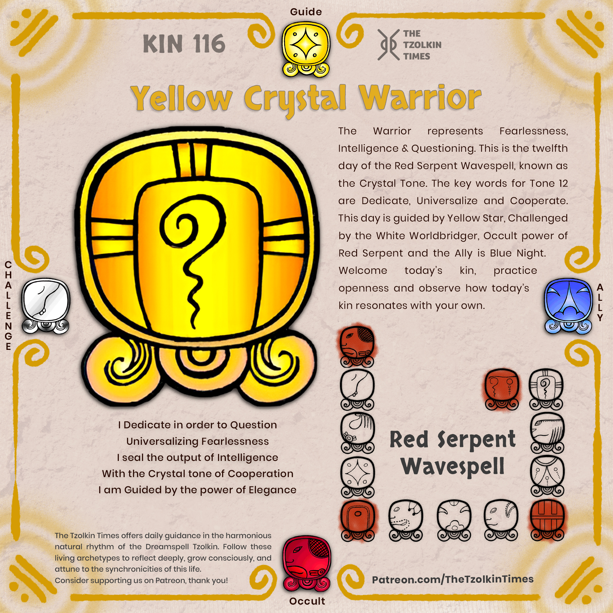 Kin 116 ~ Yellow Crystal Warrior