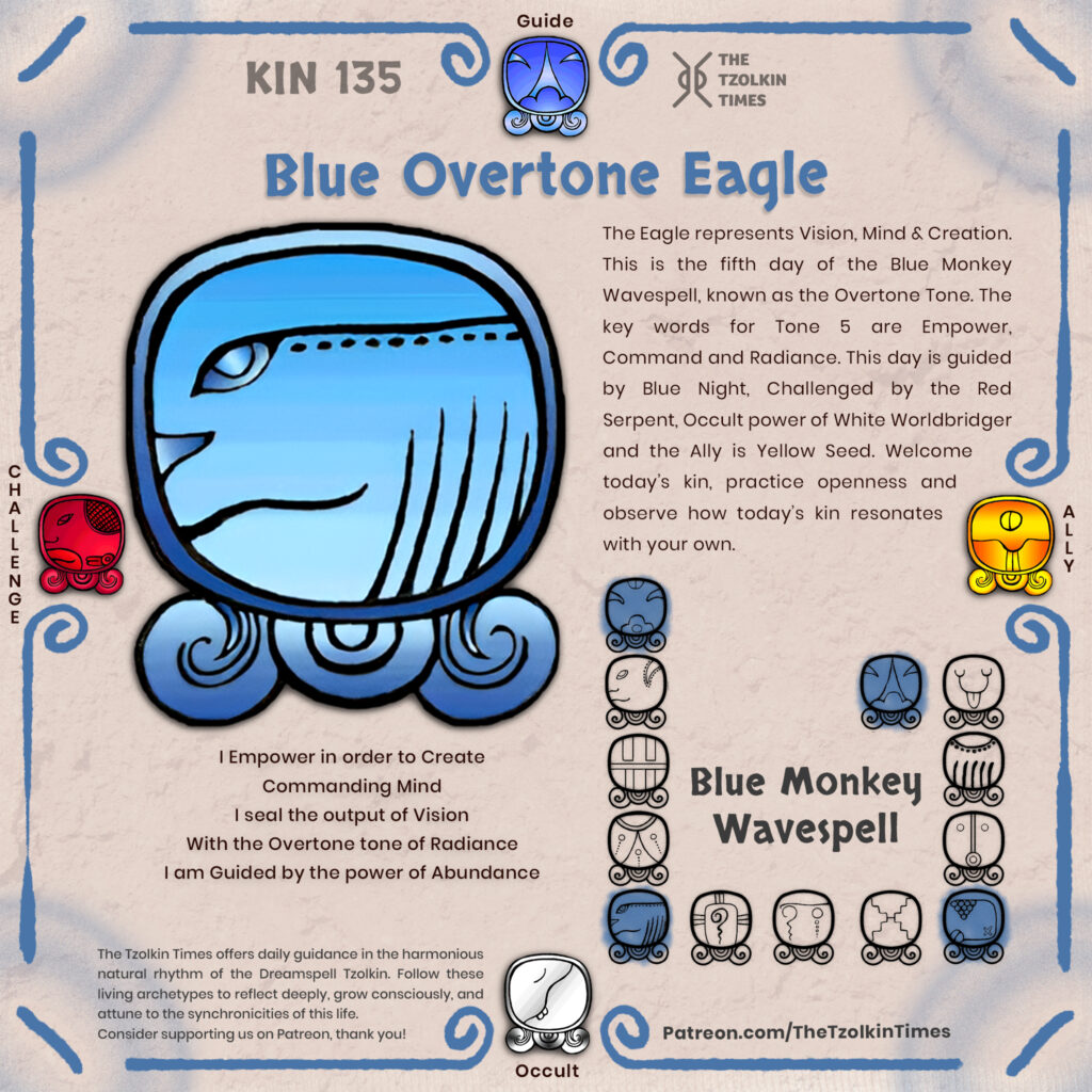 Kin 135 ~ Blue Overtone Eagle