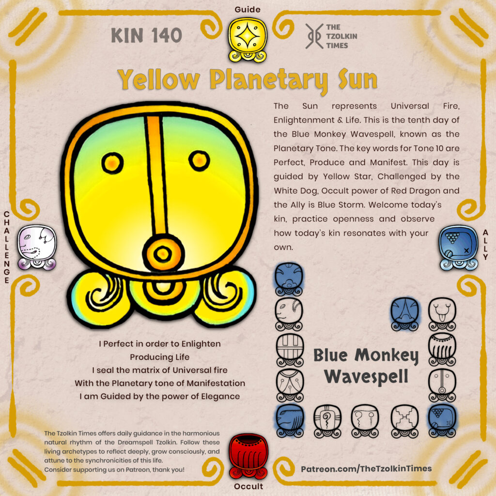 Kin 140 ~ Yellow Planetary Sun