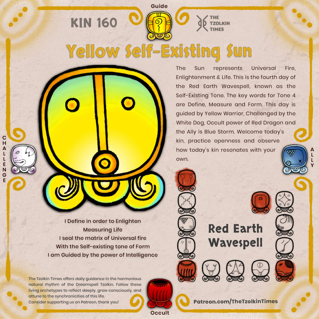 Kin 160 ~ Yellow Self-Existing Sun