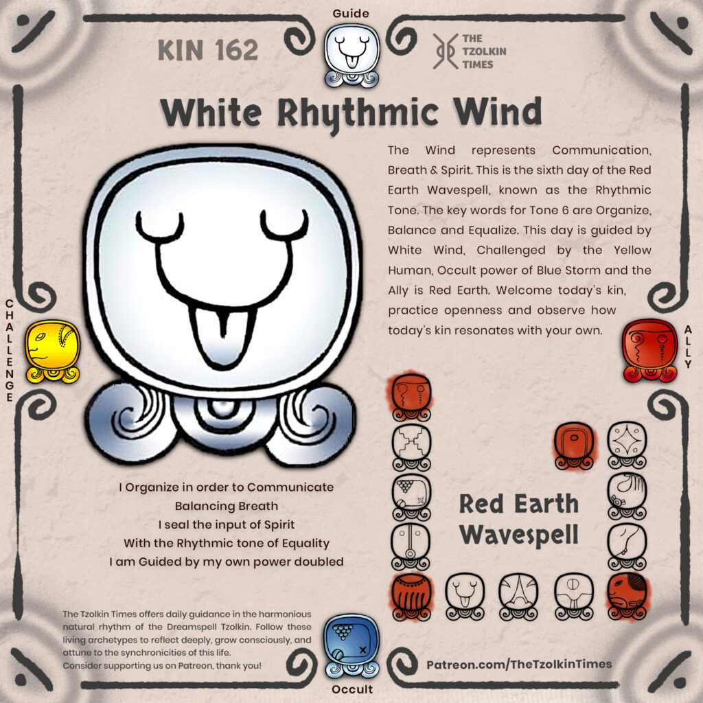 Kin 162 ~ White Rhythmic Wind