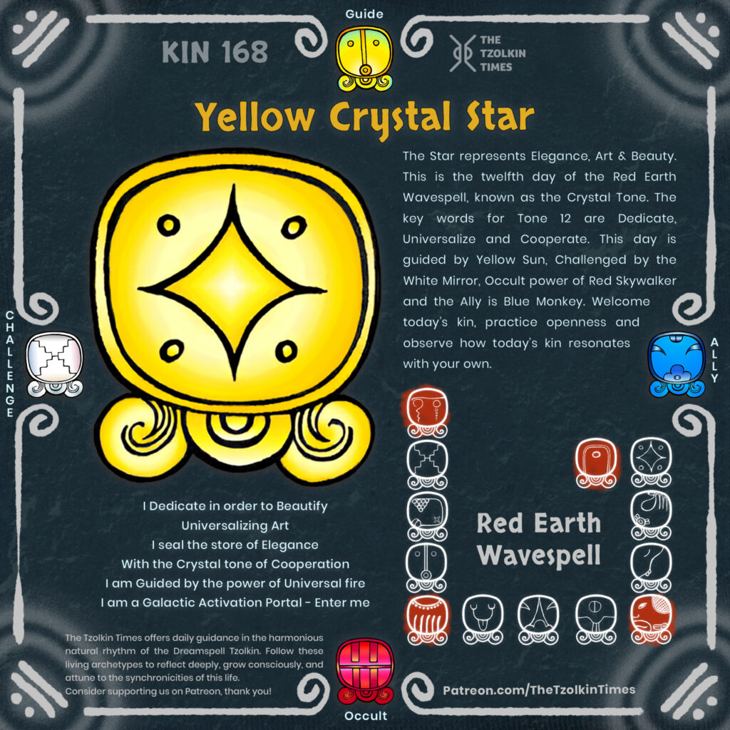 Kin 168 ~ Yellow Crystal Star