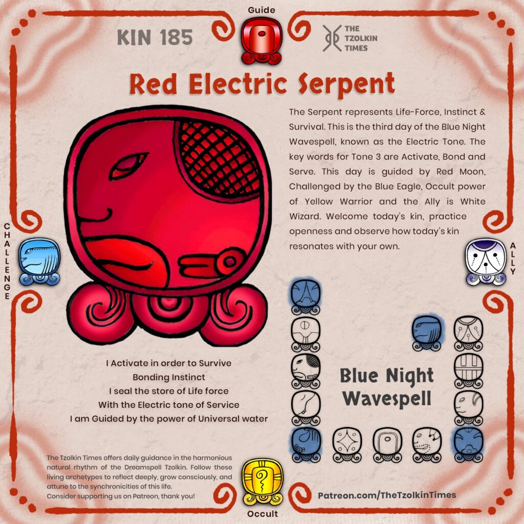 Kin 185 ~ Red Electric Serpent