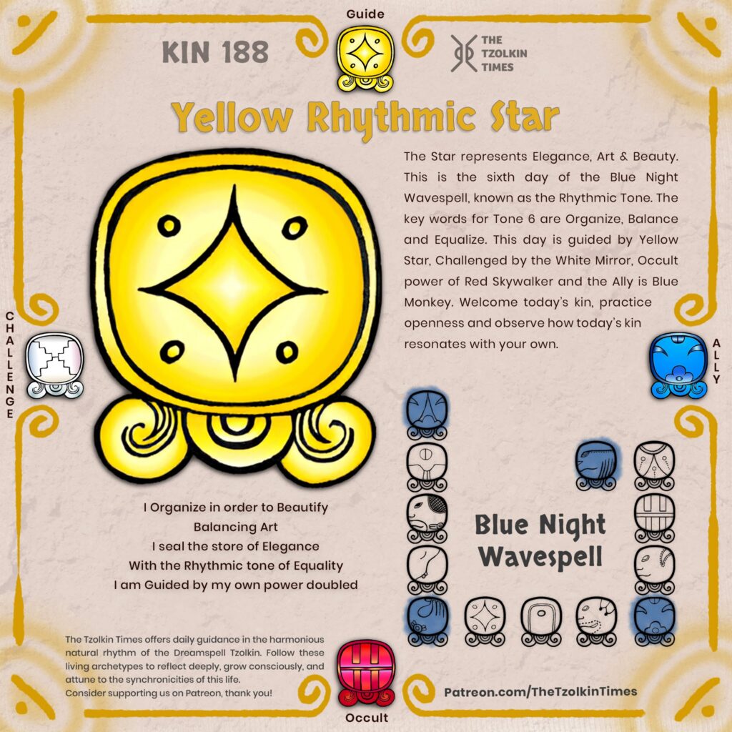 Kin 188 ~ Yellow Rhythmic Star