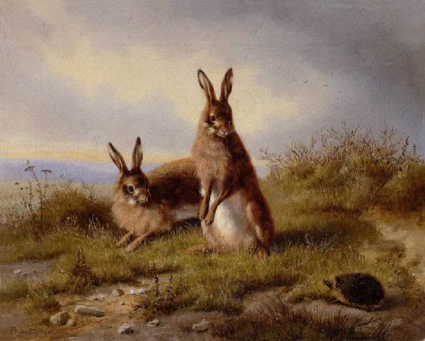 Two Rabbits and a Hedgehog