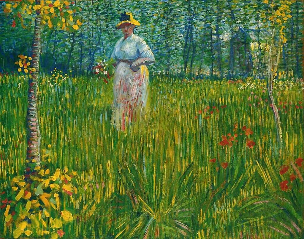 A woman walking in garden