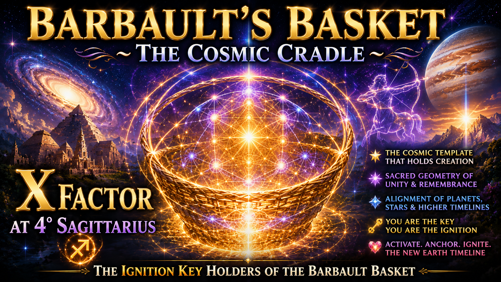 You are currently viewing Barbault’s Basket ~ The Cosmic Cradle ~ X Factor at 4 degree Sagittarius – The Ignition Key Holders of the Barbault Basket
