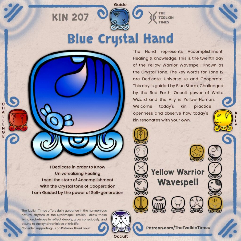 Kin 207 ~ Blue Crystal Hand