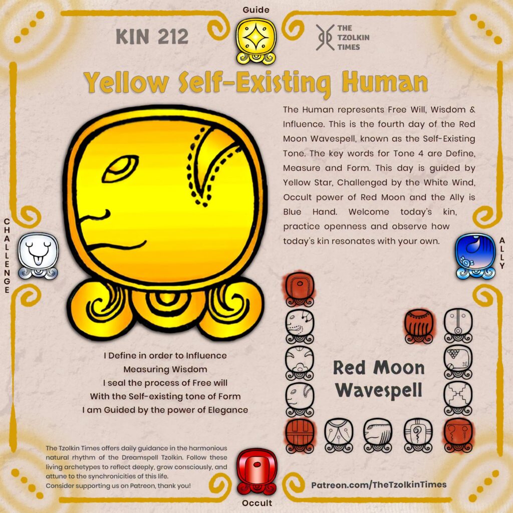 Kin 212 ~ Yellow Self-Existing Human