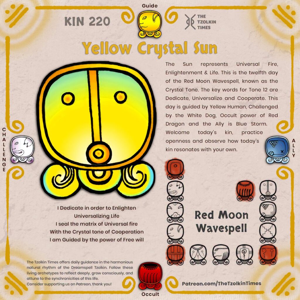 Kin 220 ~ Yellow Crystal Sun