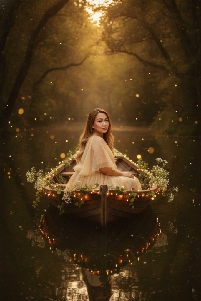She who sits at the reflecting pool 