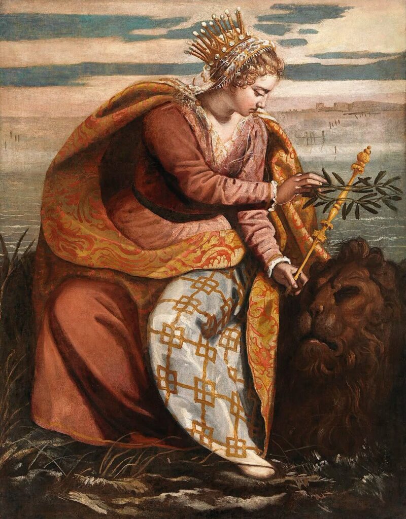 Painting – Venice, Queen of the Adriatic, Crowning the Lion of Saint Mark