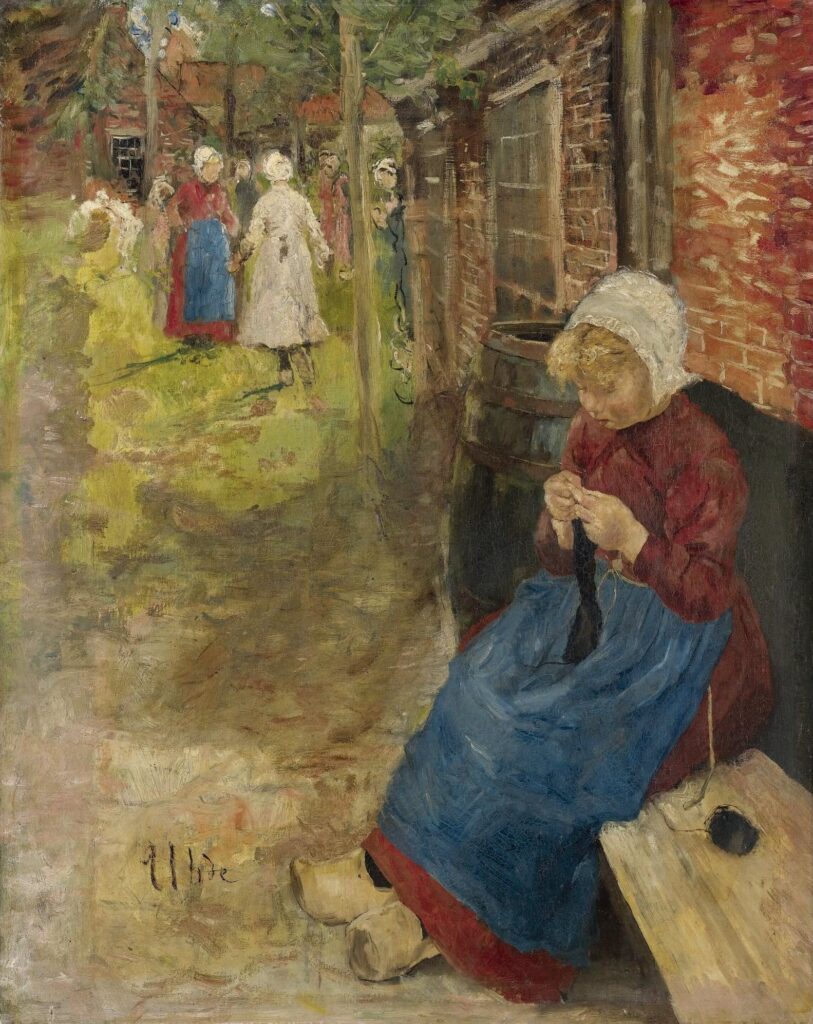 Girl knitting