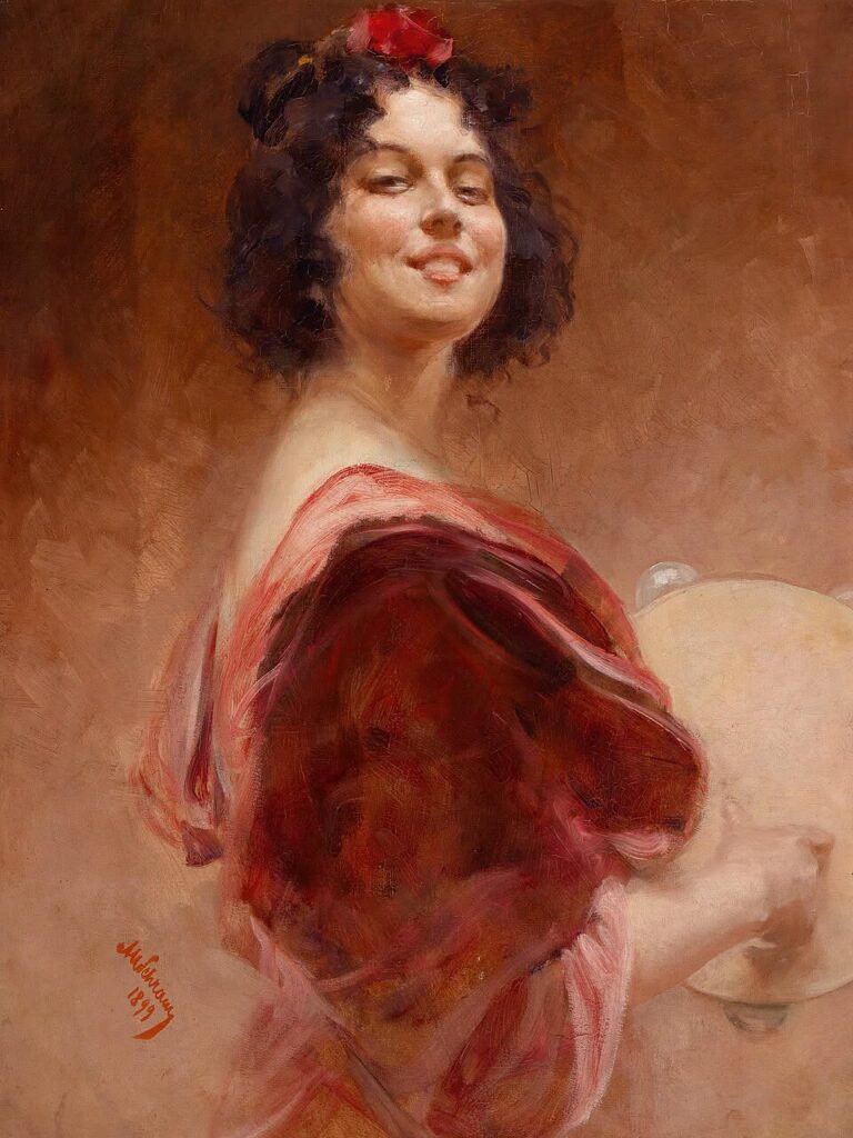 Alois Hans Schram Zigeunerin with Tambourine