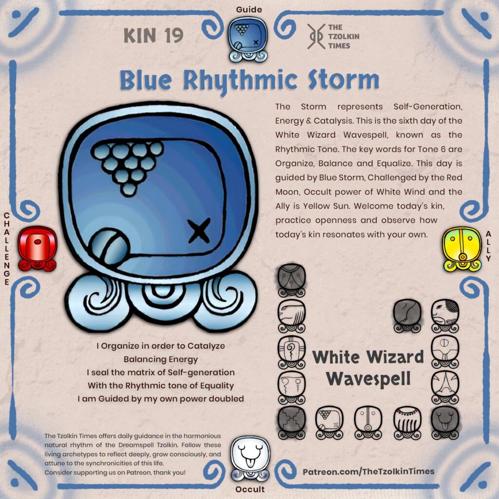 Kin 19 ~ Blue Rhythmic Storm
