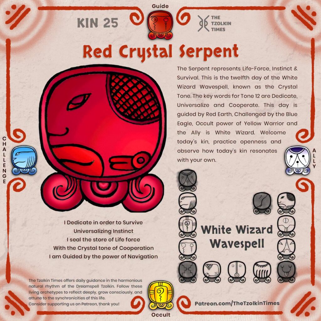 Kin 25 ~ Red Crystal Serpent