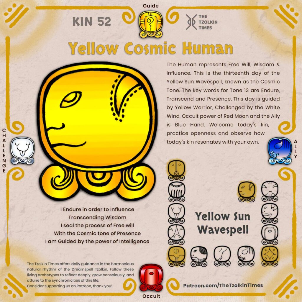 Kin 52 ~ Yellow Cosmic Human
