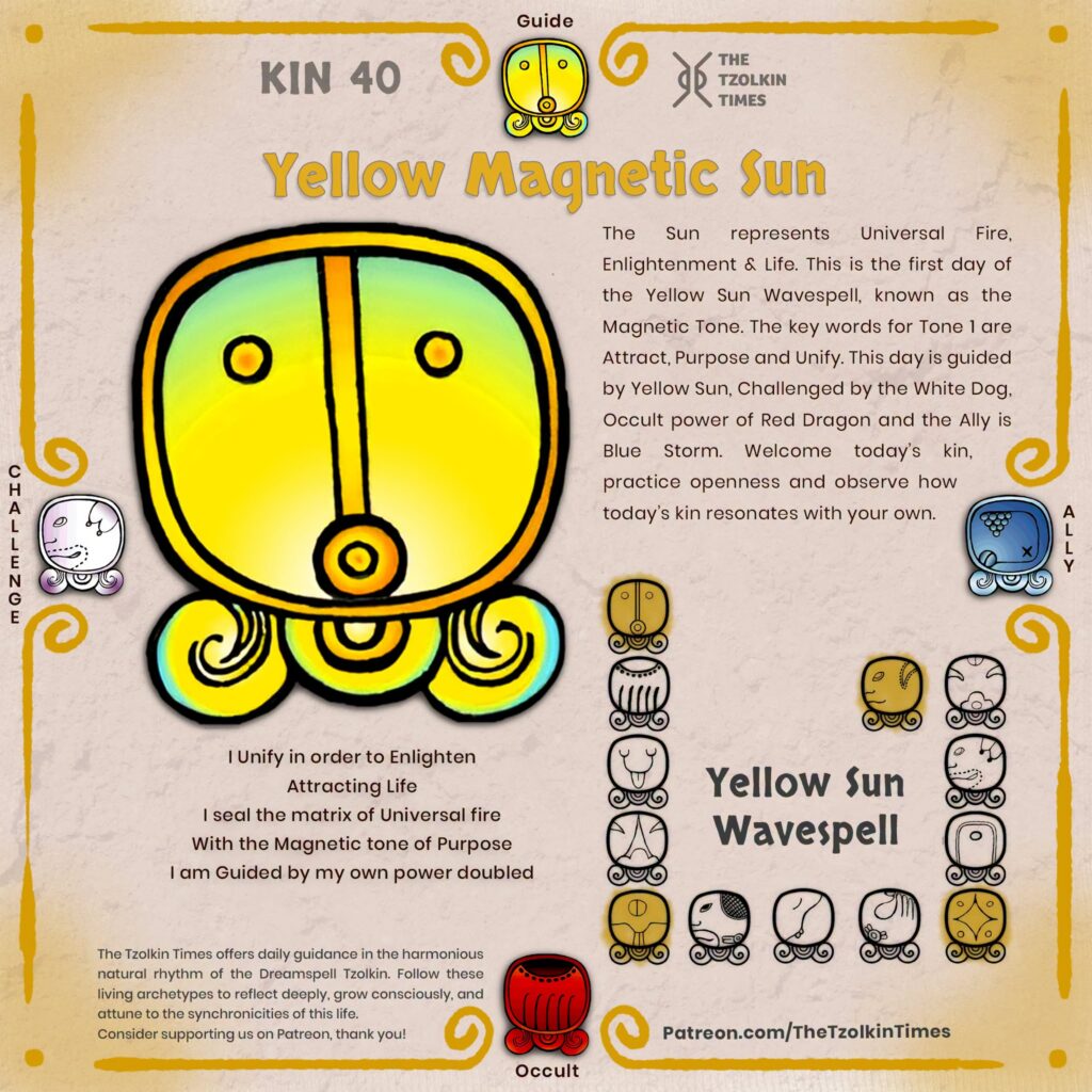 Kin 40 ~ Yellow Magnetic Sun